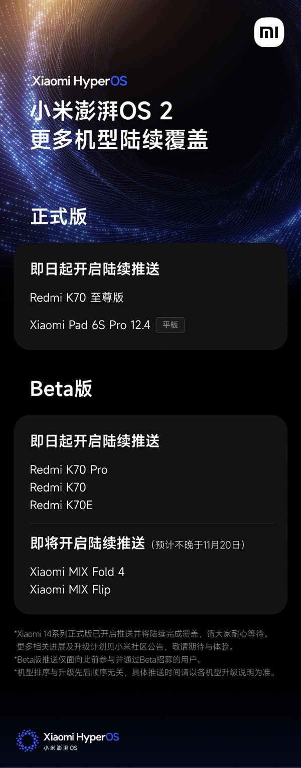 更絲滑流暢！Redmi K70至尊版今起推送小米澎湃OS 2正式版升級