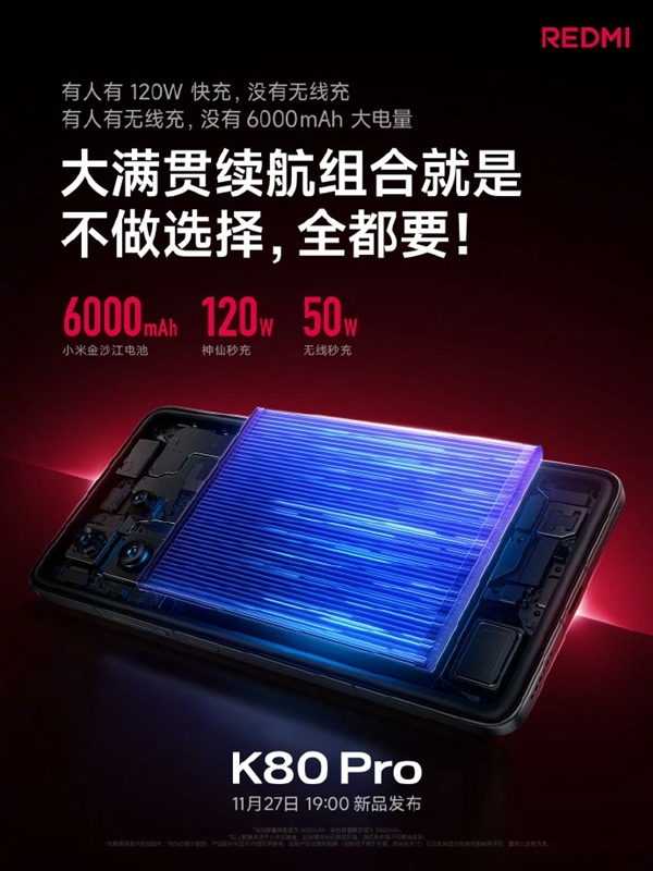 120W秒充比小米15還猛！王騰：REDMI K80 Pro 4K檔最全能充電續航